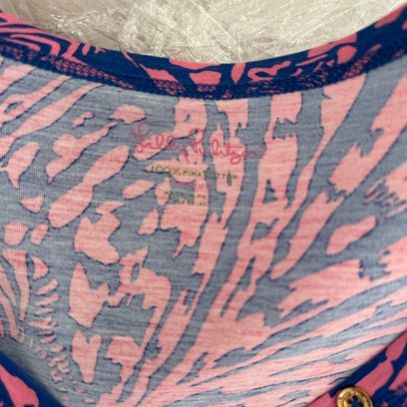Lilly Pulitzer Pink and Blue Animal Print Top - Picture 2 of 3